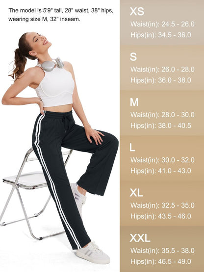 Tapata Women's 30" Inseam Regular Track Pants Loose Straight Leg Jogging Sweatpants Warm-Up Sports Athletic Running, Black, S