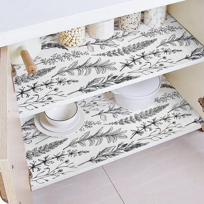Quttisay Shelf Liner for Kitchen Cabinets,Non Adhesive Cabinet Liner,Non-Slip Drawer Liner,Waterproof Shelf Liner Easy to Clean Strong Grip Liner for Cabinets,Drawers,Cupboard，(Floral 12 in x 10FT)