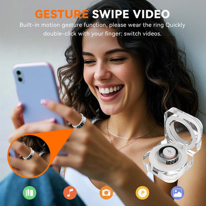 Smart Rings for Men Women,Fitness Tracker Ring,Smart Ring whth Display and Touch Button,IP68waterproof,Health Ring Tracks Heart Rate/Sleep/Steps/Blood Oxygen/Calorie/Distance,No Subscription(Silver13)