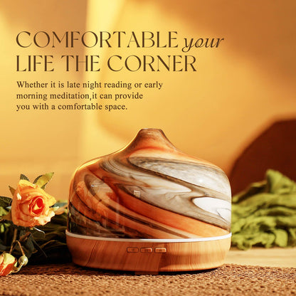 Porseme 500ml Essential Oil Diffuser, Aroma Ultrasonic Humidifier with Remote Control, BPA Free, Auto Shut-Off, Timer Setting for Large Room Sleeping Yoga