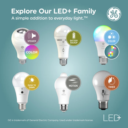 GE LED+ Color Changing LED Light Bulbs with Remote, No App or Wi-Fi Required, A19 Standard Bulbs (2 Pack)
