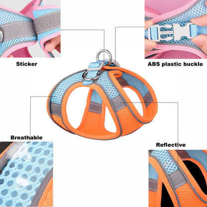 Puppy Harness and Leash Set, No-Pull Small Dog Vest with Lead, Breathable Mesh Reflective Pet Harnesses for Outdoor Walking for XXS Xs Small Medium Breed Dogs or Cats, Pink XXSmall