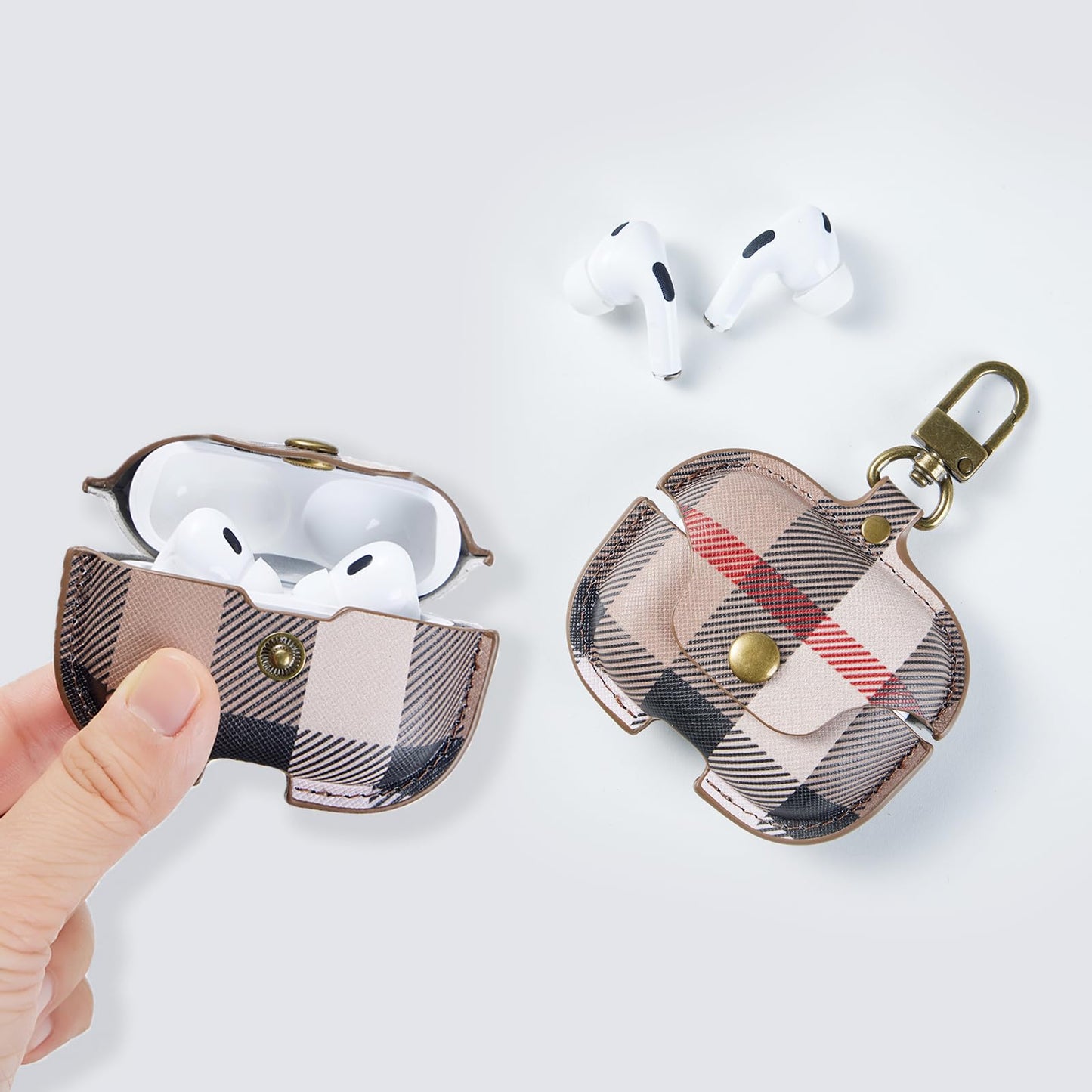 for AirPods Pro 3 Case, Leather Cute Full Body Shockproof Protective Cover for AirPods Pro 3nd Generation Case for Women Men with Keychain