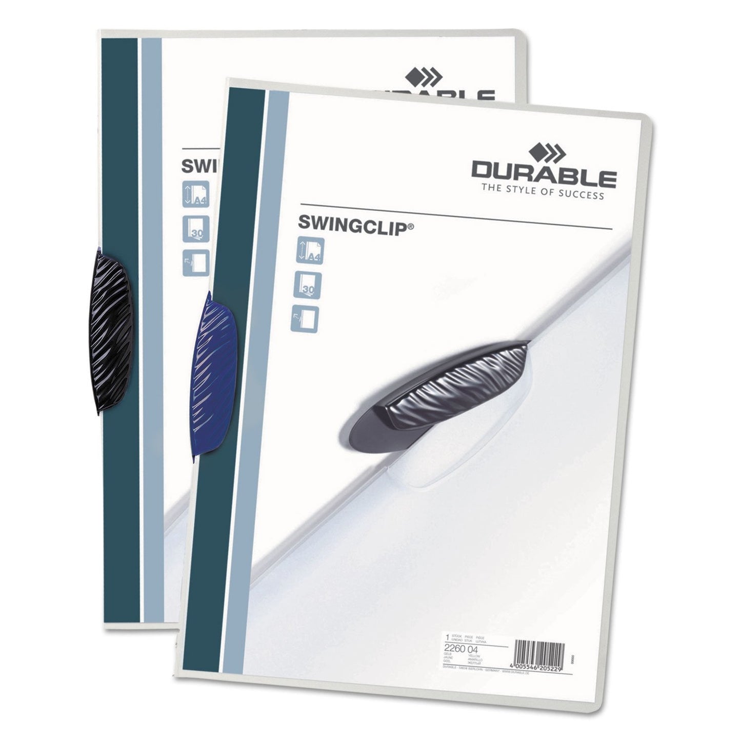 Durable Report Cover with SWINGCLIP - Letter-Size 8.5" x 11" Inches - Holds Up to 30 Pages - Clear Cover and Black Clip - Box of 25