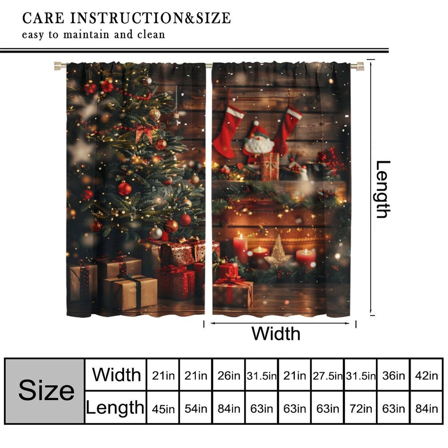 Christmas Curtains Merry Xmas Snowflake Blackout Window Treatment for Living Room Bedroom Warm Gift Decor Window Drapes 52" W X 84" L