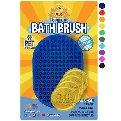 Bodhi Dog Shampoo Brush - Pet Grooming & Bath Supplies for Cats and Dog - Bath Brush for Long & Short Hair - Premium Scrubber for Shower, Bathing & Massage (One Pack, Blue)