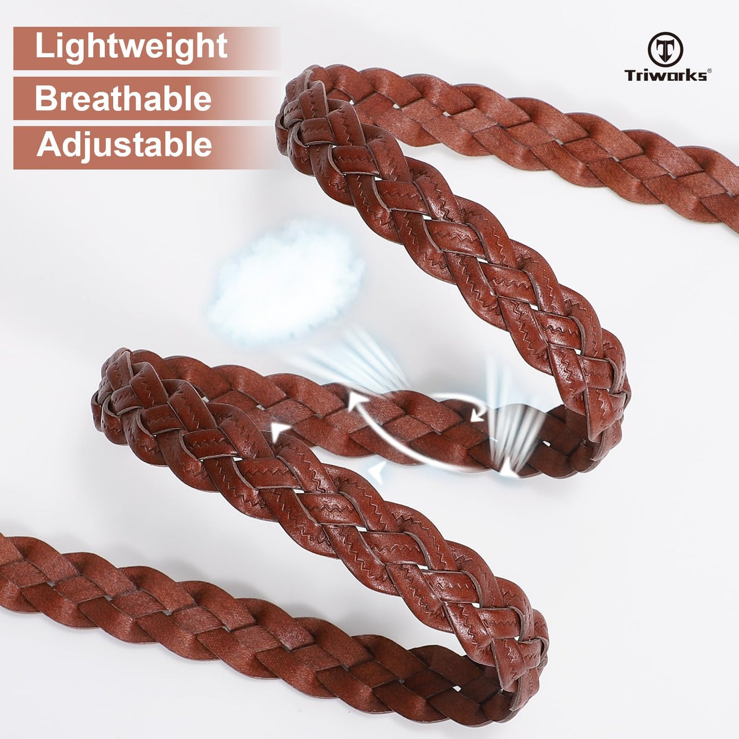 TRIWORKS 2 Pack Women's Leather Braided Skinny Belts Woven Thin Waist Belts for Jeans Pants Dresses