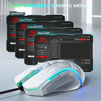 Redragon M602 Griffin RGB Gaming Mouse, RGB Spectrum Backlit Ergonomic Mouse with 7 Programmable Backlight Modes up to 8000 DPI for Windows PC Gamers (Black, Wireless)