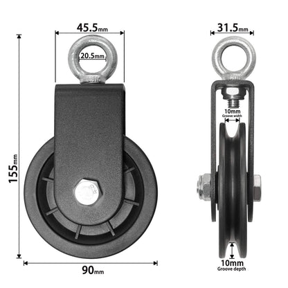 Vishusju 90mm Pulley Wheel for Cable Machines Silent Bearing Home Gym Equipment Pull Down Attachment Weight Lifting Pulley Traction