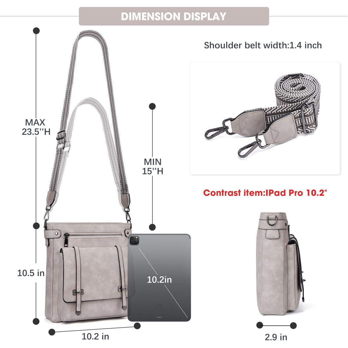 Roulens Crossbody Bags for Women,Multi Pocket Crossbody Purses Vegan Leather Shoulder Handbags Travel Purse Adjustable Strap