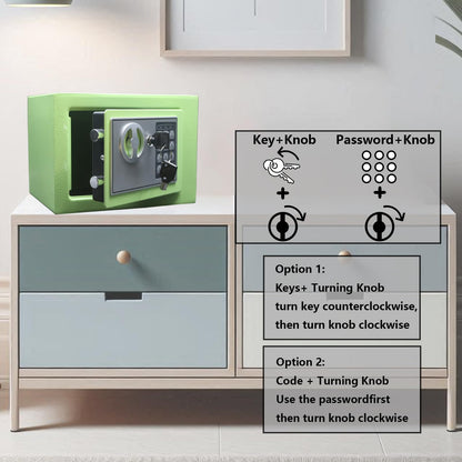 Yuanshikj Electronic Deluxe Digital Security Safe Box Key Keypad Lock Home Office Hotel Business Jewelry Gun Cash Use Storage money (LIGHT GREEN)