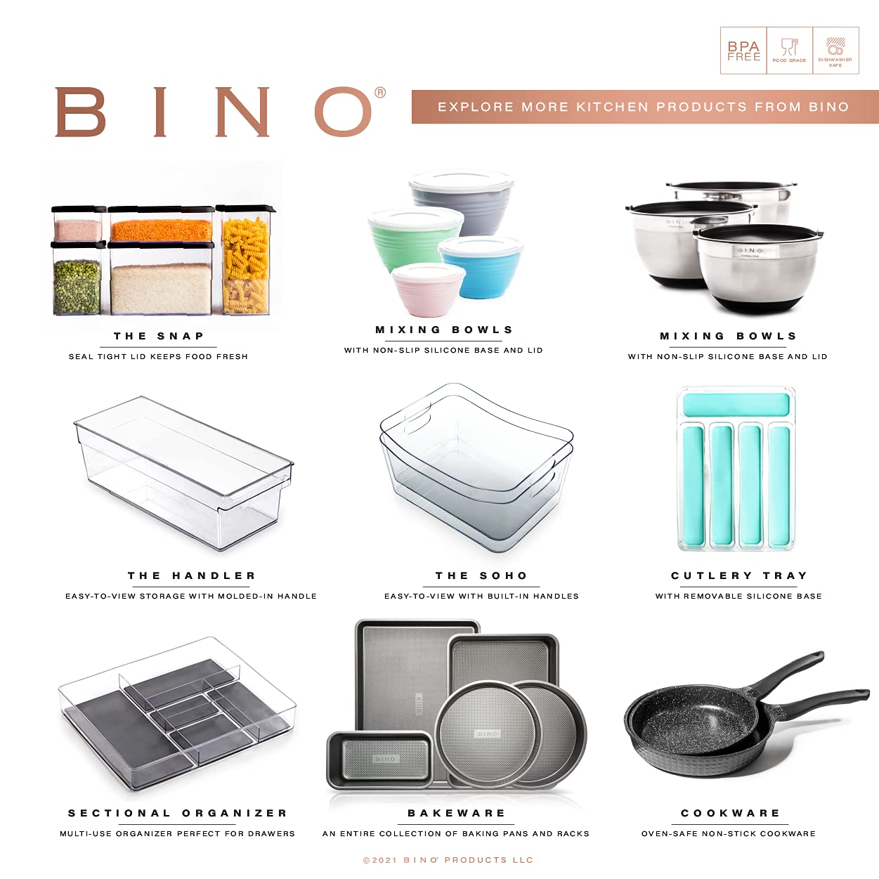 BINO | Oblong Plastic Drawer Organizer Bin, 2-Pack | THE ARTISAN COLLECTION | Multi-Purpose | Durable | BPA-Free | Desk, Vanity, Bathroom & Makeup Drawer Organizer