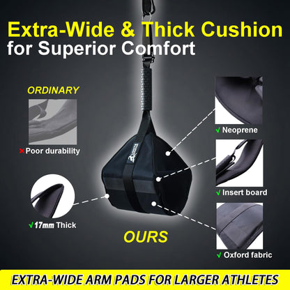 Lights Mountain Heavy-Duty Hanging Ab Straps for Pull-Up Bar, Support for Tall Athletes, Thick Padded Arm Cradle for Core Strength & Ab Training,Compatible with Pull-Up Bars & Cable Machines