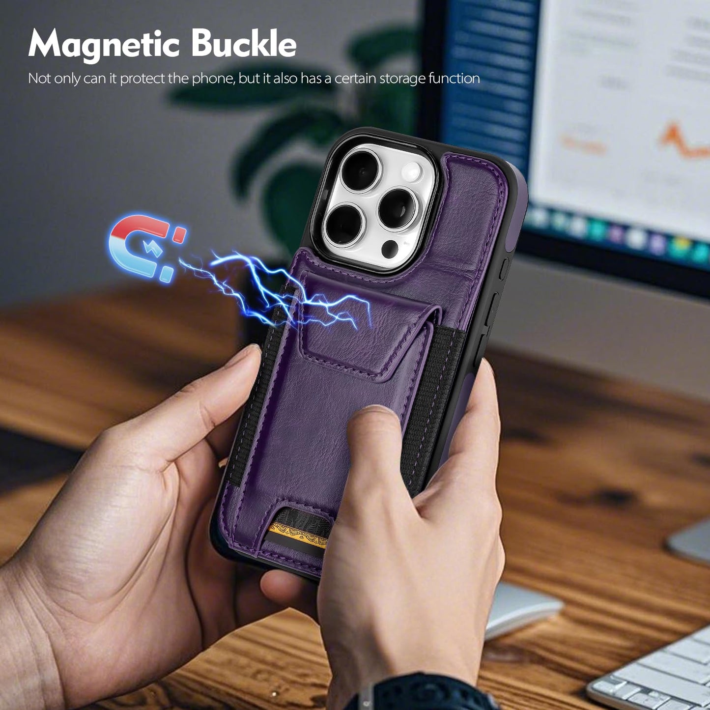 SkyEagle Compatible with iPhone 13 Pro Wallet Case with Card Holder,Women Men Phone Case PU Leather RFID Blocking Shockproof Magnetic Flip Cover Credit Card Slots Kickstand,for Apple 13 Pro,DarkPurple