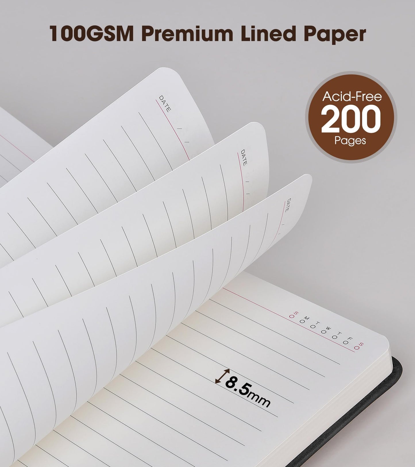 vfaejll A5 Lined Leather Journal Notebook,Hardcover Journal Set with Pen and Gift Box,100Pages 100gsm Thick Ruled Paper Daily Diary for Men Women School,Travel,Business,Work,Writing 5.9" X 8.4"
