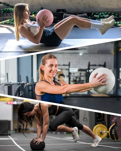 YOTTOY Medicine Ball for Exercise-slam Ball for 6&10&15 lb,Non Slip Grip,Durable Construction,Sand Filling Training,Workout,Gym for Man&Woman (Ivory White, 15lb)