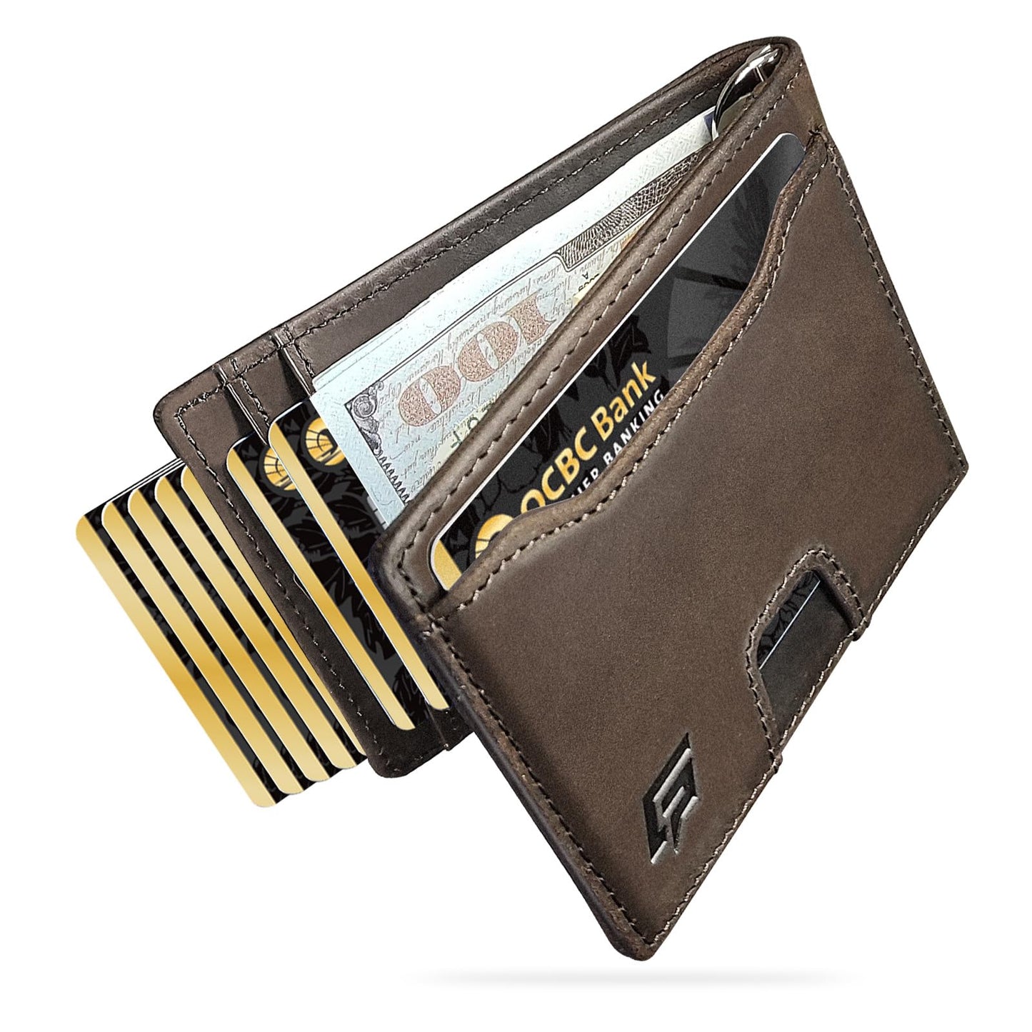 ECOZATU Slim Minimalist Wallet for Men- Money Clip Wallet | Bifold Men Wallets | RFID Blocking Wallet | Genuine Leather Wallets for Men | 12 Card Holder Mens Wallet | Mens Front Pocket wallet