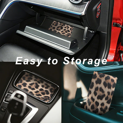 Miunice Car Registration and Insurance Holder, Premium Pu Leather Vehicle Glove Box Organizer - for Driver License, Cards & Essential Documents (L-Leopard)