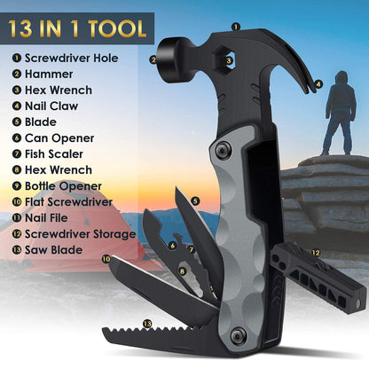 Multitool Fathers Day Dad Gifts from Daughter and Son, Camping Accessories, 13 in 1 Survival Multi Tools Hammer, Christmas Cool Gadgets for Adults Him Boyfriend Husband Grandpa Women Birthday