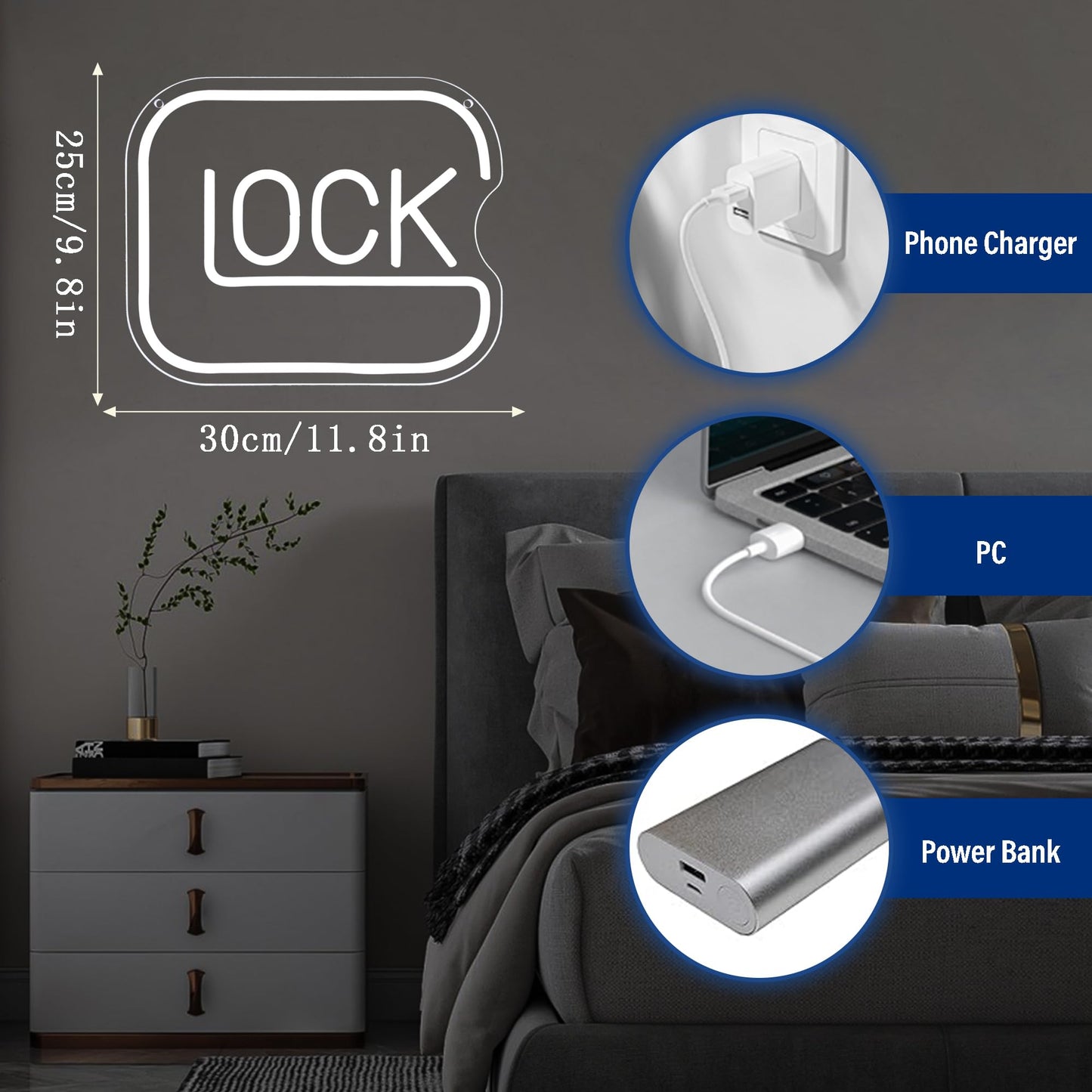 Lock Neon Signs for Wall Decor,Dimmable Game Neon Light for Gamer,Usb Powered Gaming Lights for Man Cave Bedroom Game Room Bar Birthday Gifts(9.8 * 11.8in)