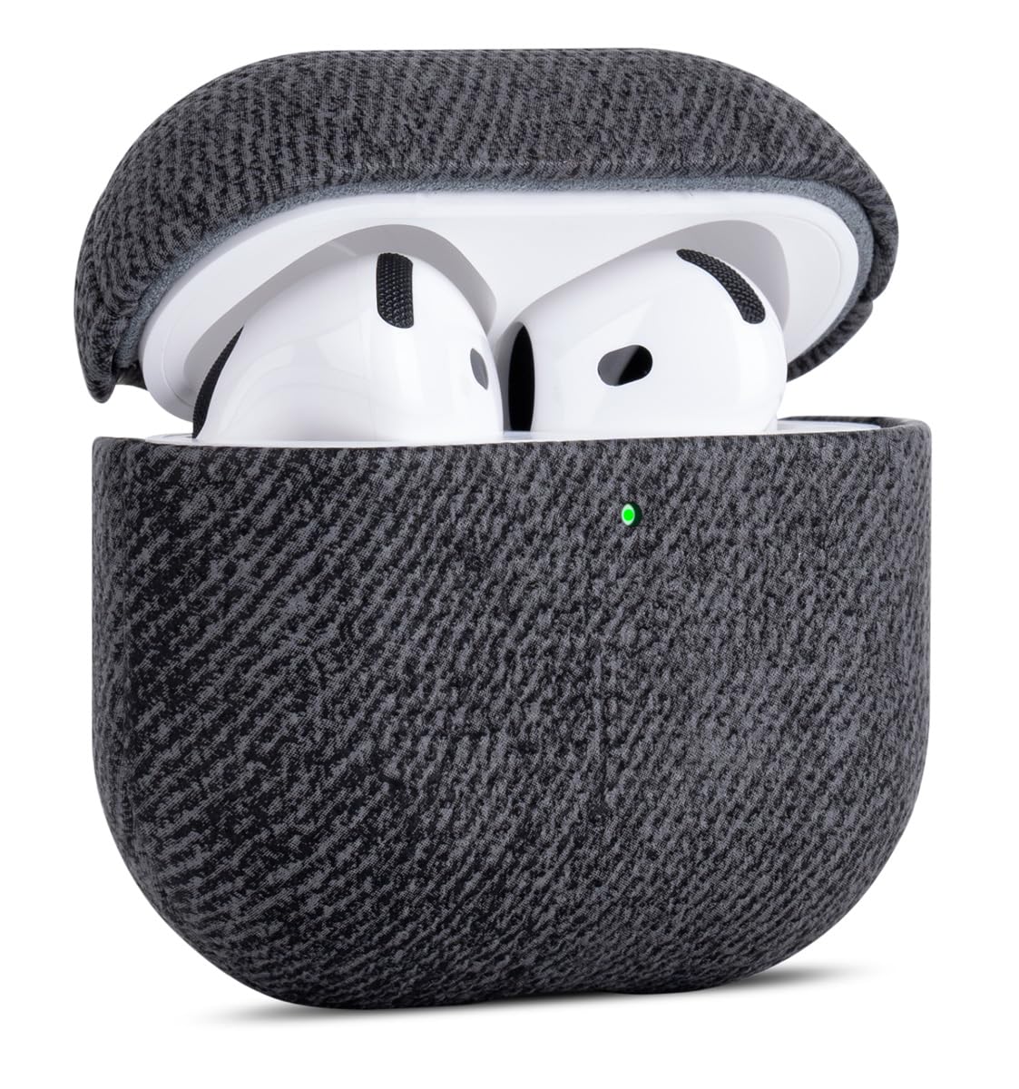 Haobobro Handmade Case - for AirPods 4 Case Cover - Selected Skin-Friendly Vegan Leather, Woolen Fabric Cloth Style, Drop Protective Hard Cover for AirPods 4th Generation Earbuds - Black