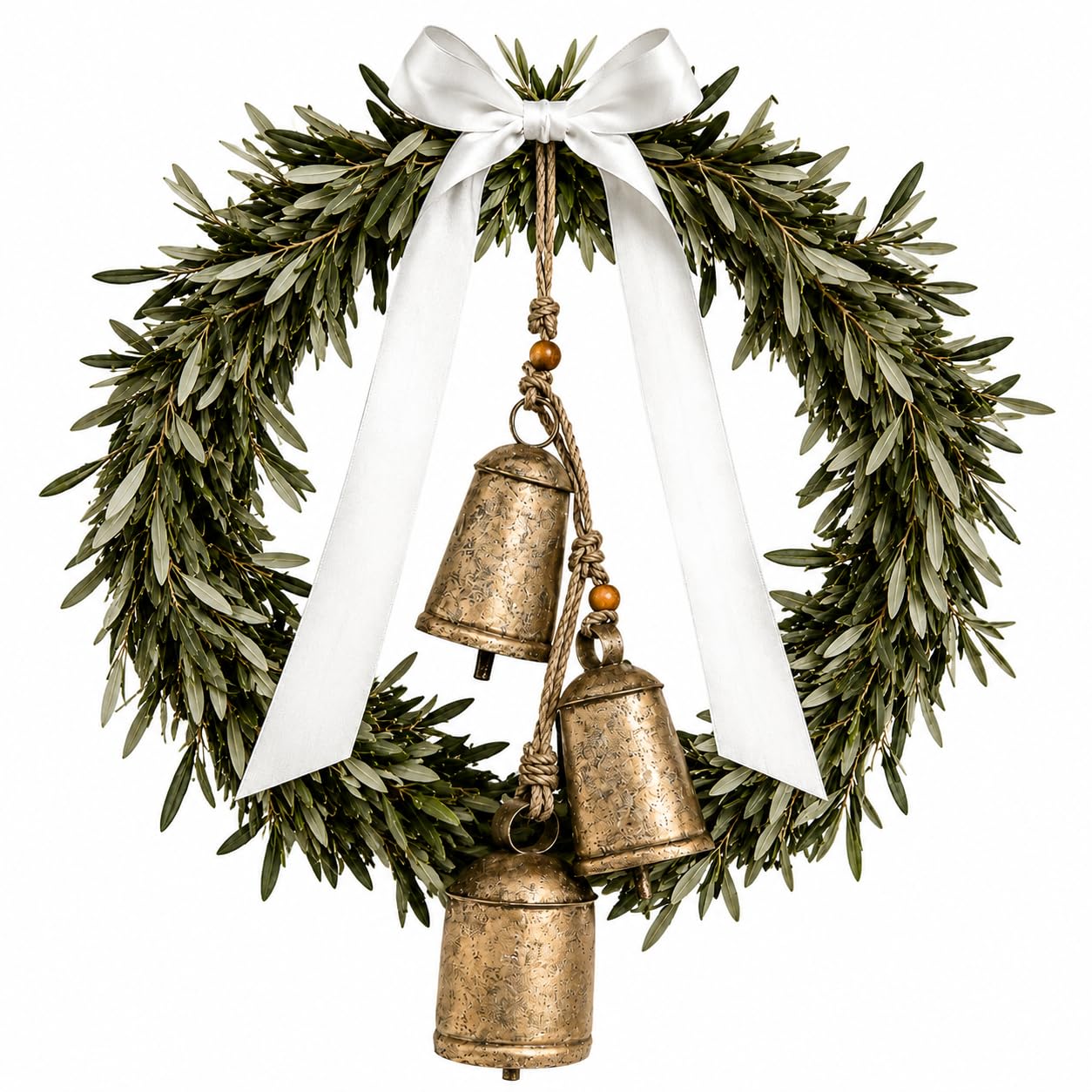 Cow Bells Huge Vintage Handmade Rustic Lucky Christmas Hanging Cone Bells, Round Bells Set of 3