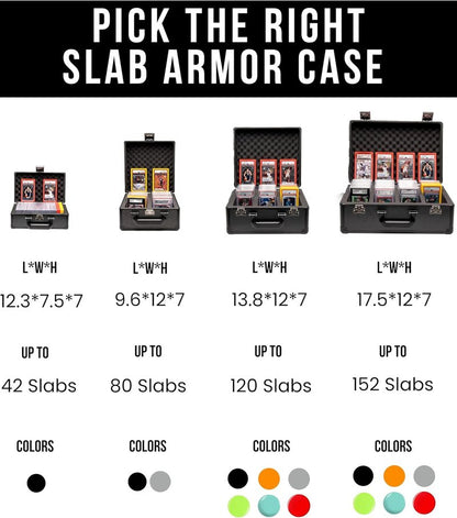 SLAB ARMOR Graded Card Storage Box - 2 Row Case for 80+ PSA Slabs | Black Card Holder