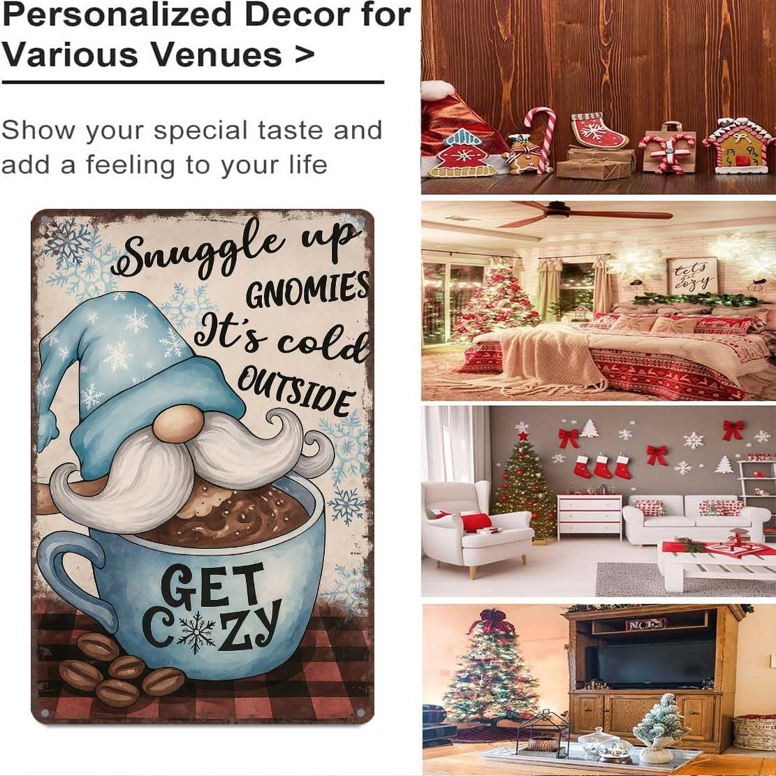 Vintage Christmas Metal Sign 8X12inch-Ideal Gift for Christmas Lovers and Retro Style Fans