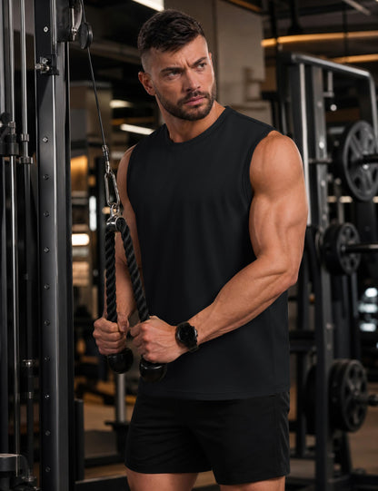 TACVASEN Black Tank Top Men Gym Moisture Wicking Sleeveless Shirts Breathable Workout Casual Cotton Summer Summer Tank Tops XL