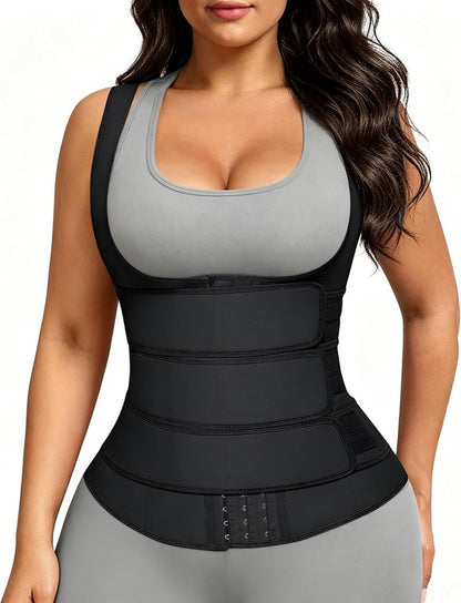 Waist Trainer for Women - Latex Waist Cincher Corset with 3 Belts & Steel Bones | Plus Size Support