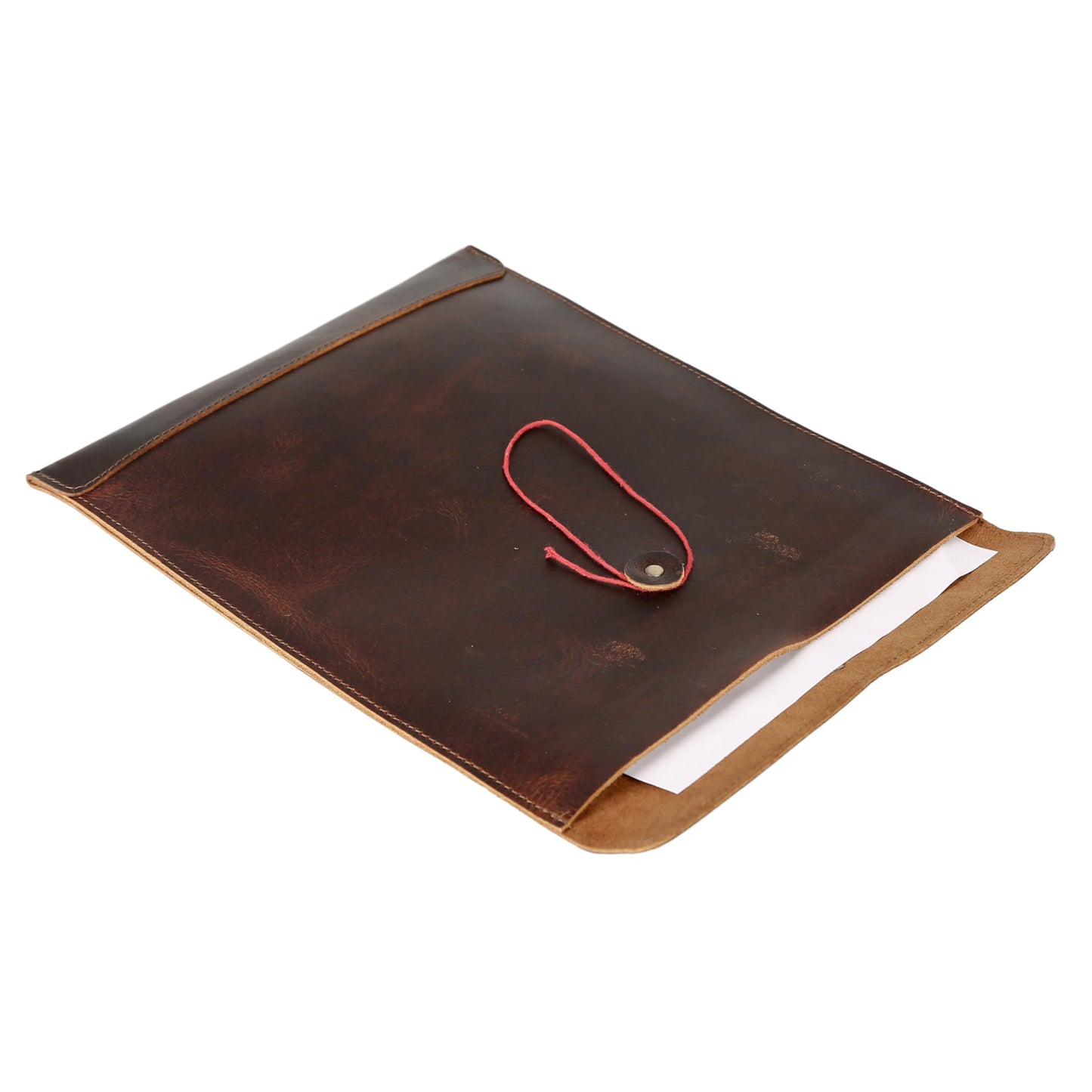 Leather Document Holder Mailing Envelope,Office & Work Resume Sales Portfolio Binder Folder-Interview/Legal Document Organizer Handmade (12.5 inches) (Bourbon Brown)