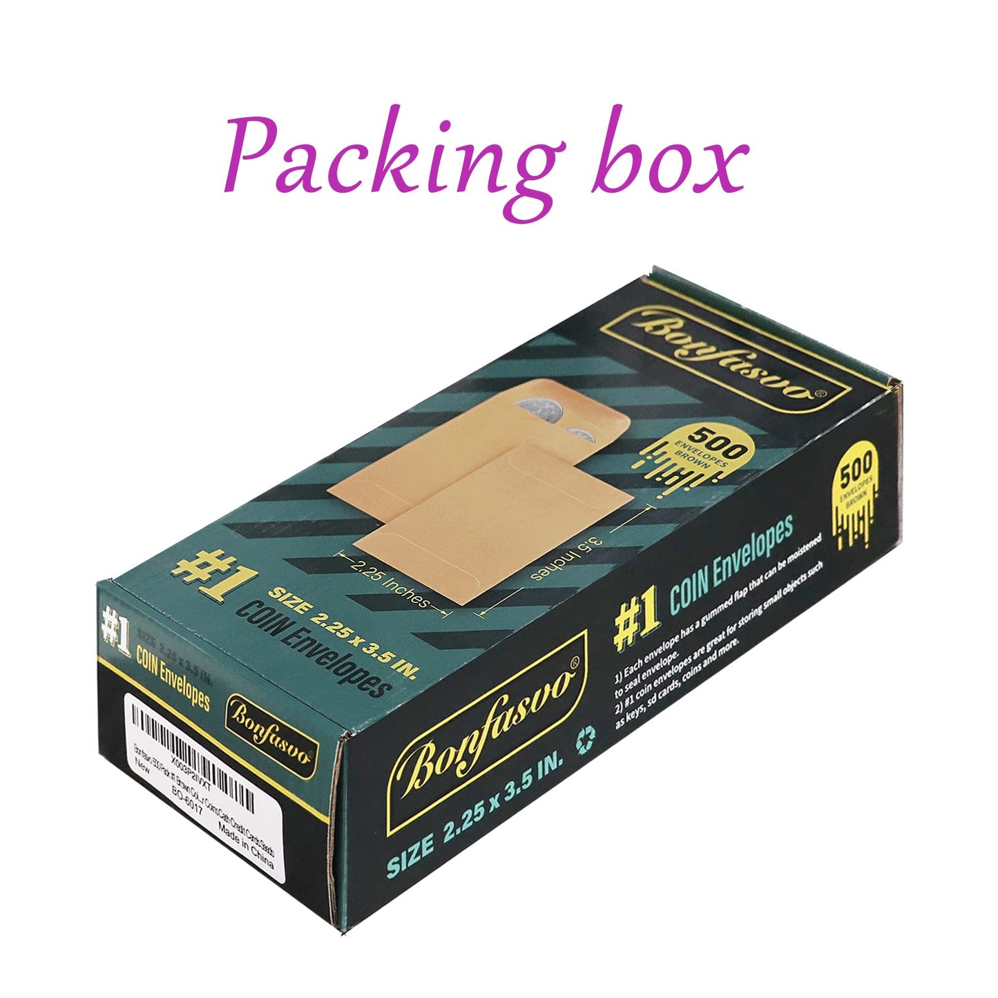Bonfasvo 500 Pack #1 Brown Coin Envelope 2.25 X 3.5 inches Kraft Envelopes Classic Small Parts Envelopes with Self Adhesive Gummed Flap for Coins Cash Credit Cards Seeds