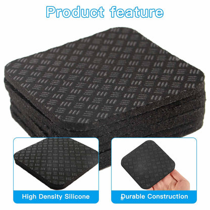 4PCS Non-Slip Treadmill Mat Pads, 4x4 Inch High Density Silicone Exercise Equipment Mat - Double-Sided Anti Vibration Pad for Treadmill, Walking Pad, Exercise Bike, Floor Protection (Square, 4 PCS)