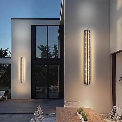 LamQee 39.4" Long Outdoor Modern LED Wall Light 3000K 2000LM, Hammered Wrought Iron and Aluminum, Linear Exterior Lighting Fixtures Wall Mount Waterproof Outside Sconce for House Porch Patio Garage