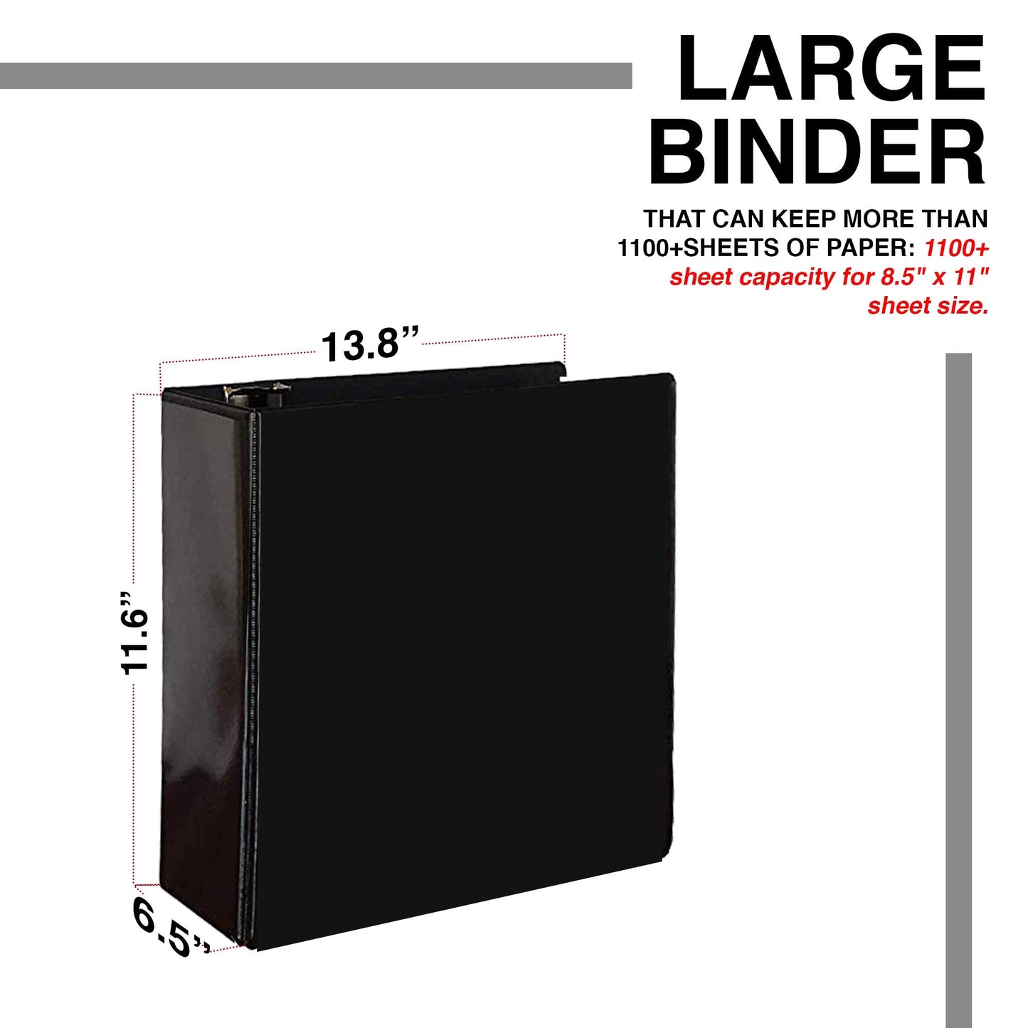 Performore - 2 Pack of 6 Inch 3 Ring Binder with Locking Angle D Rings, Professional Heavy Duty Large Storage Binder with Pockets, Fits 8.5 x 11 Inch Sheets, Non-Stick Clear View Cover, Customizable