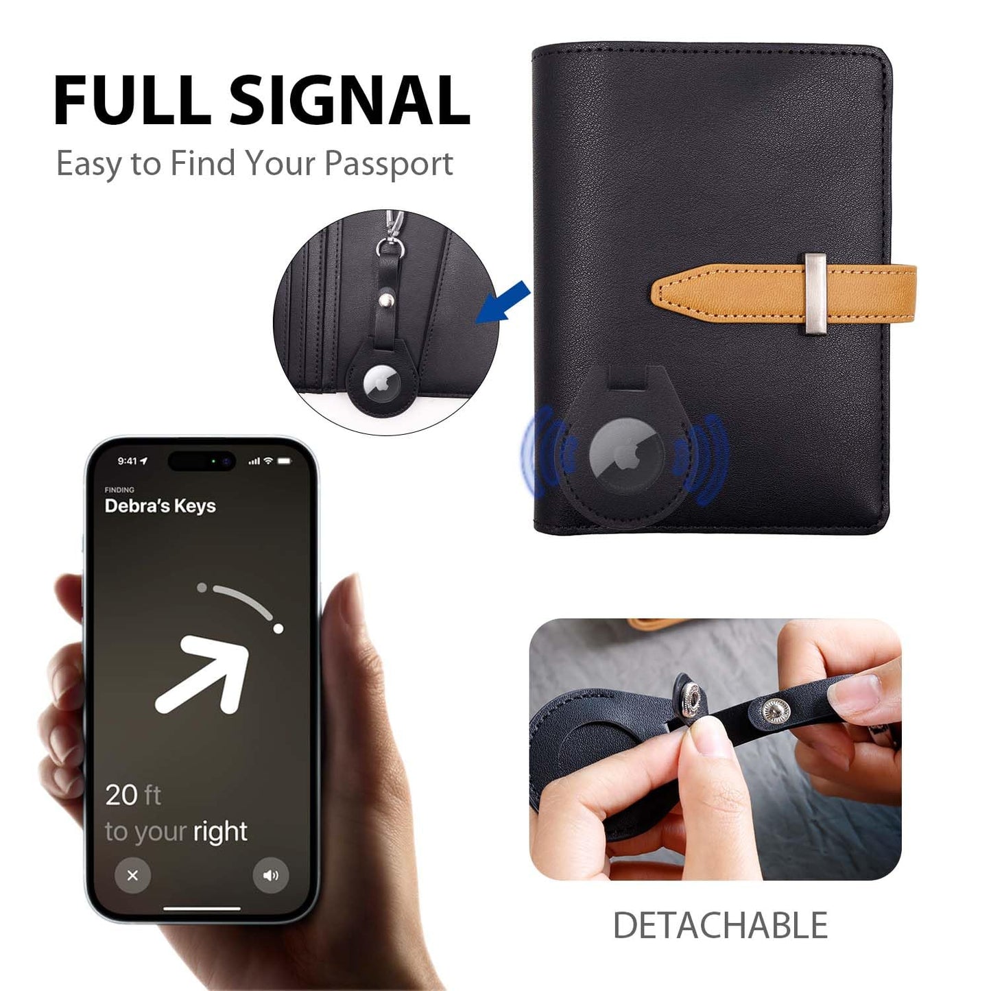 Deziliao Passport wallets, Mulit-purpose RFID Blocking Passport Holder AirTag Wallet, Travel Wallet（Black）