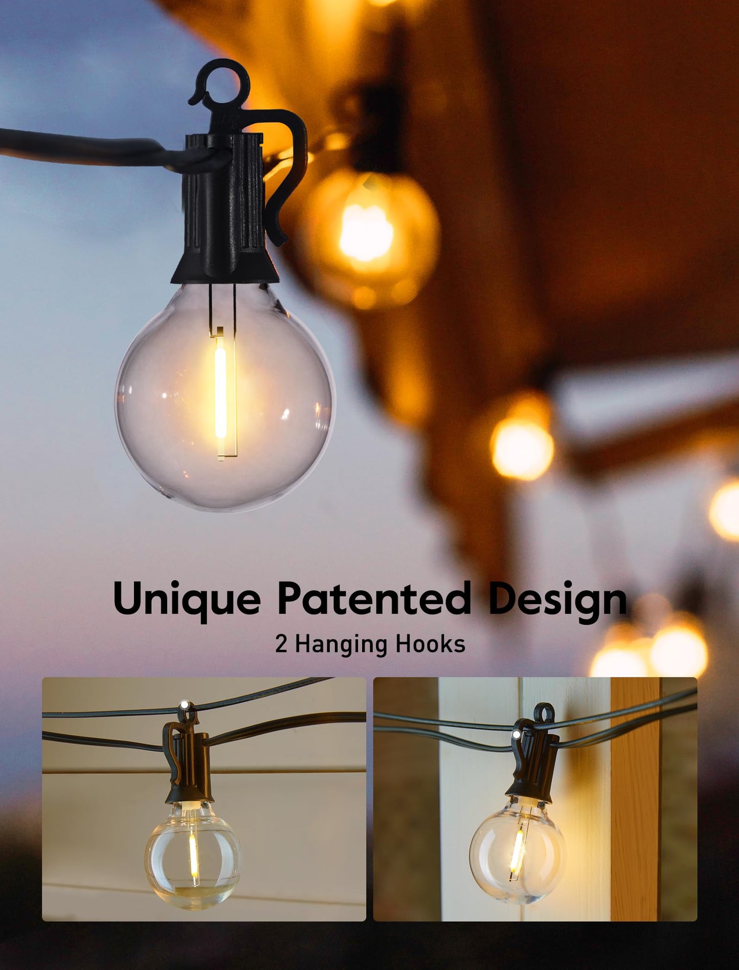 Brightown Outdoor String Lights 69 Feet G40 Globe Patio Lights with 32 Edison Shatterproof Bulbs(2 Spare), Waterproof Connectable Hanging Christmas Light for Backyard Porch Balcony Party Xmas Decor