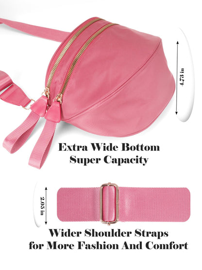 Pure Colour Crossbody Bag Bum Bag for Women,Spacious Purse Fanny Packs Belt Bag,Oversized Bum Bag (Colour Bum Bag-Beige)
