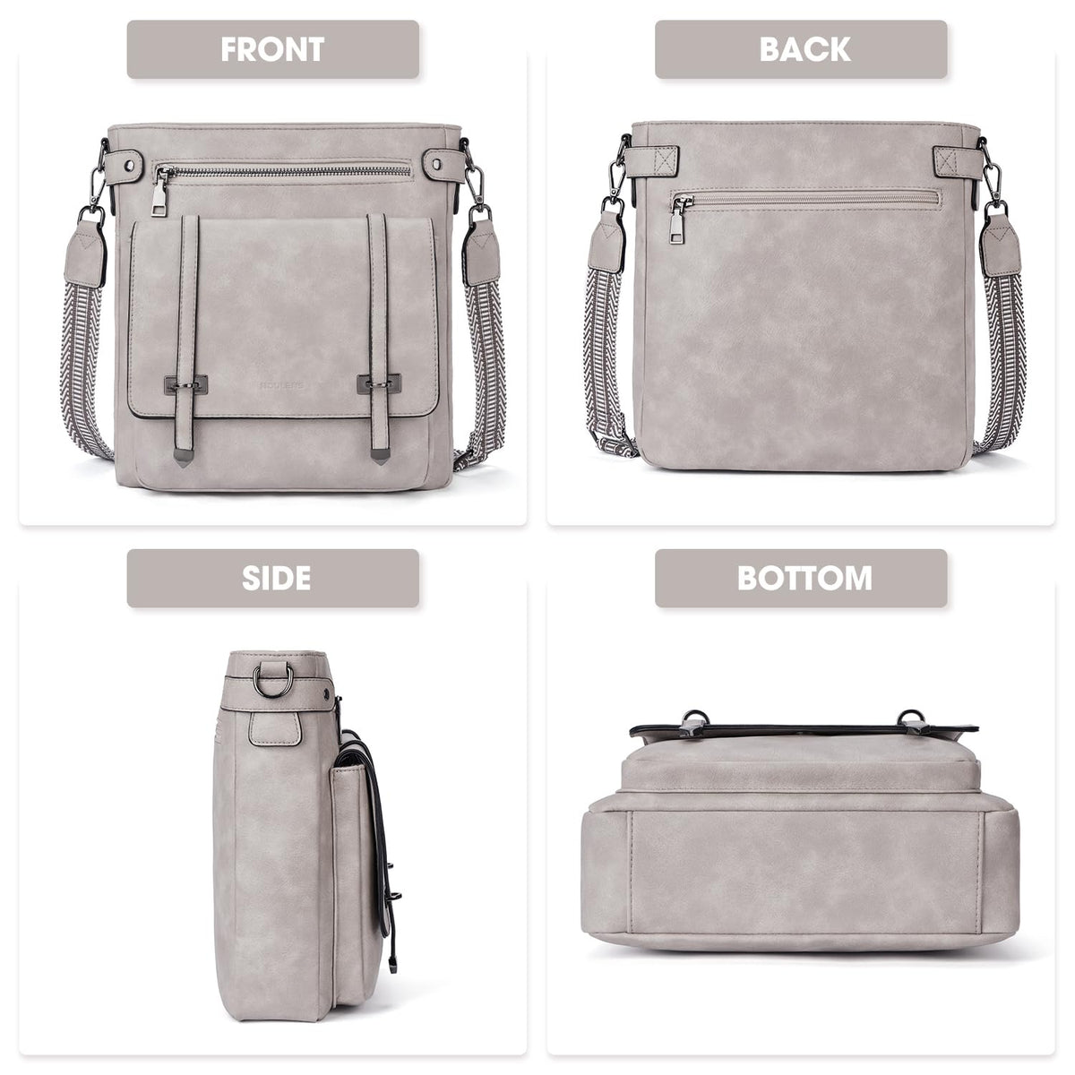 Roulens Crossbody Bags for Women,Multi Pocket Crossbody Purses Vegan Leather Shoulder Handbags Travel Purse Adjustable Strap