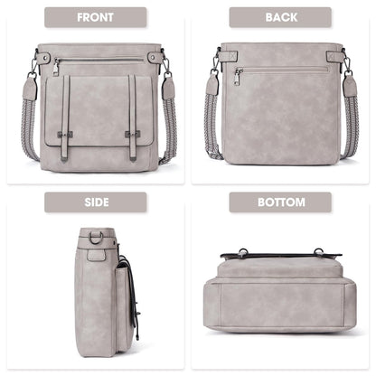 Roulens Crossbody Bags for Women,Multi Pocket Crossbody Purses Vegan Leather Shoulder Handbags Travel Purse Adjustable Strap