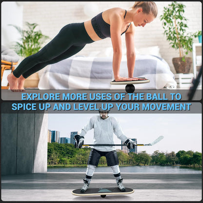 Sportneer Balance Board - Wooden Wobble Board Trainer with 7 Modes, Roller & Ball for Stability & Core Strength Training, Ankle Strengthener for Surf, Snowboard & Home Fitness