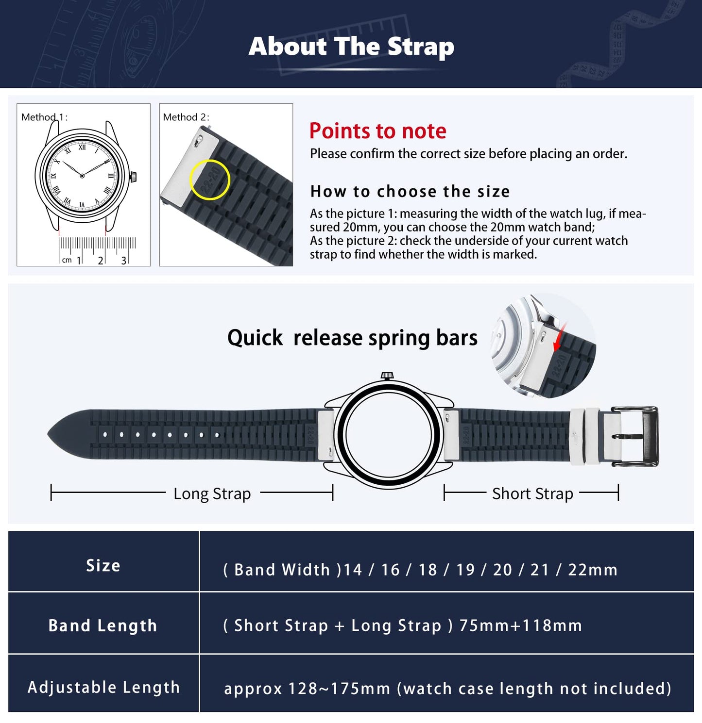 BINLUN Leather Watch Bands Quick Release 14mm-22mm Breathable Micro-Perforated Leather & Rubber Hybrid Watch Straps Silicone-Lined SmartWatch Replacement Bands Men Women (White,Black Buckle,22mm)