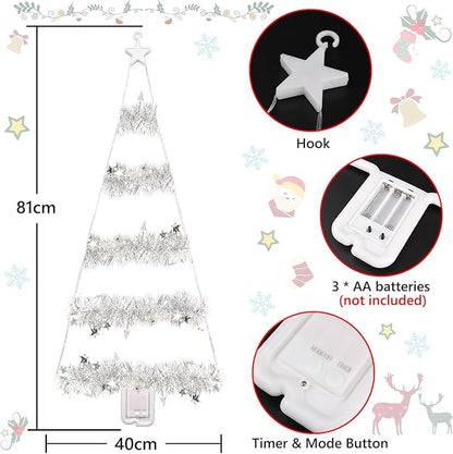 Toodour Christmas Decorations Indoor Lights, 2.65ft LED Christmas Lights, Multicolor Wall Window Hanging Light, Battery Operated Holiday Decoration for Outdoor Garden New Year Home Decor