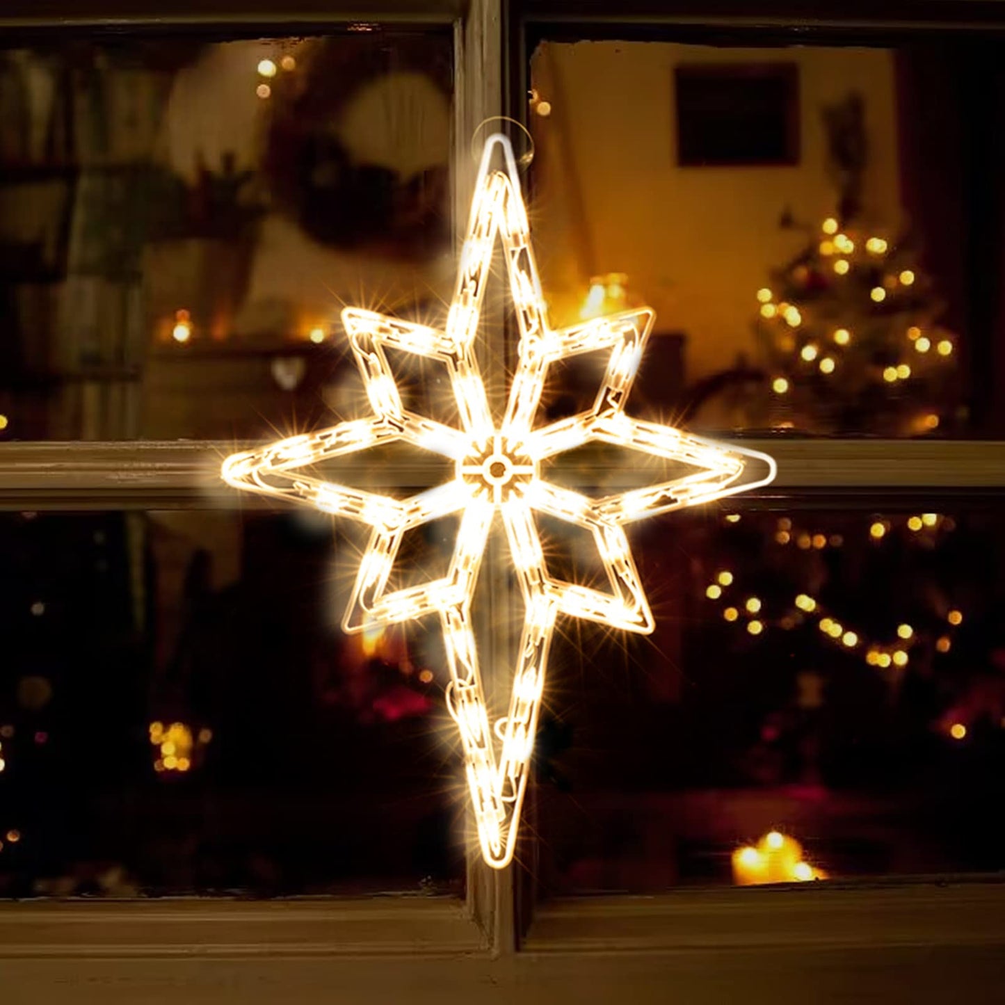 XMASLAND 19 Inch Christmas Window Silhouette Lights Decorations, 50L Christmas Sculpture,Including:Bethlehem Star x1