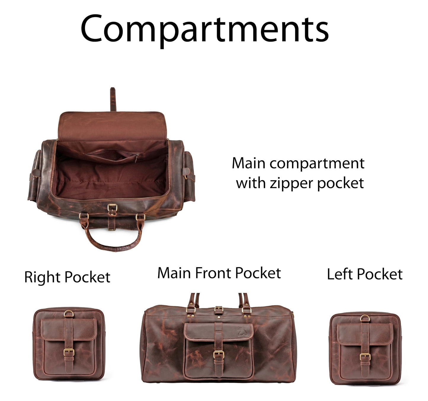 Leather Duffle Bags for Men - 21 Inch Full Grain Leather travel bag, leather overnight bag, Mens Leather Bag, Carry On Leather Weekender Bag, Airplane Leather Luggage Duffel Gym Bag