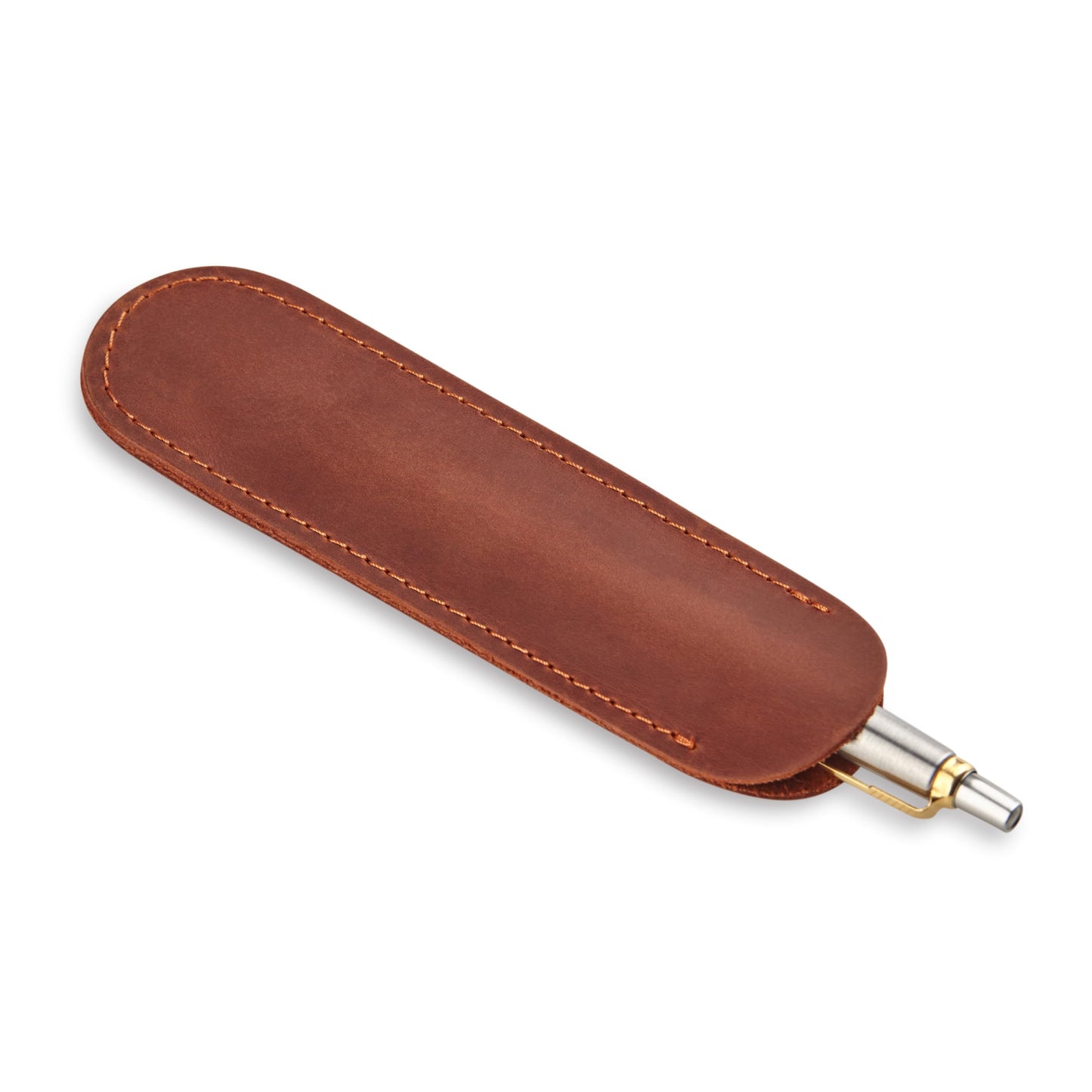 MAKYN Leather Pen Case, Single Pen Pouch Cover, Fountain Pen Sleeve Holder (Cognac)