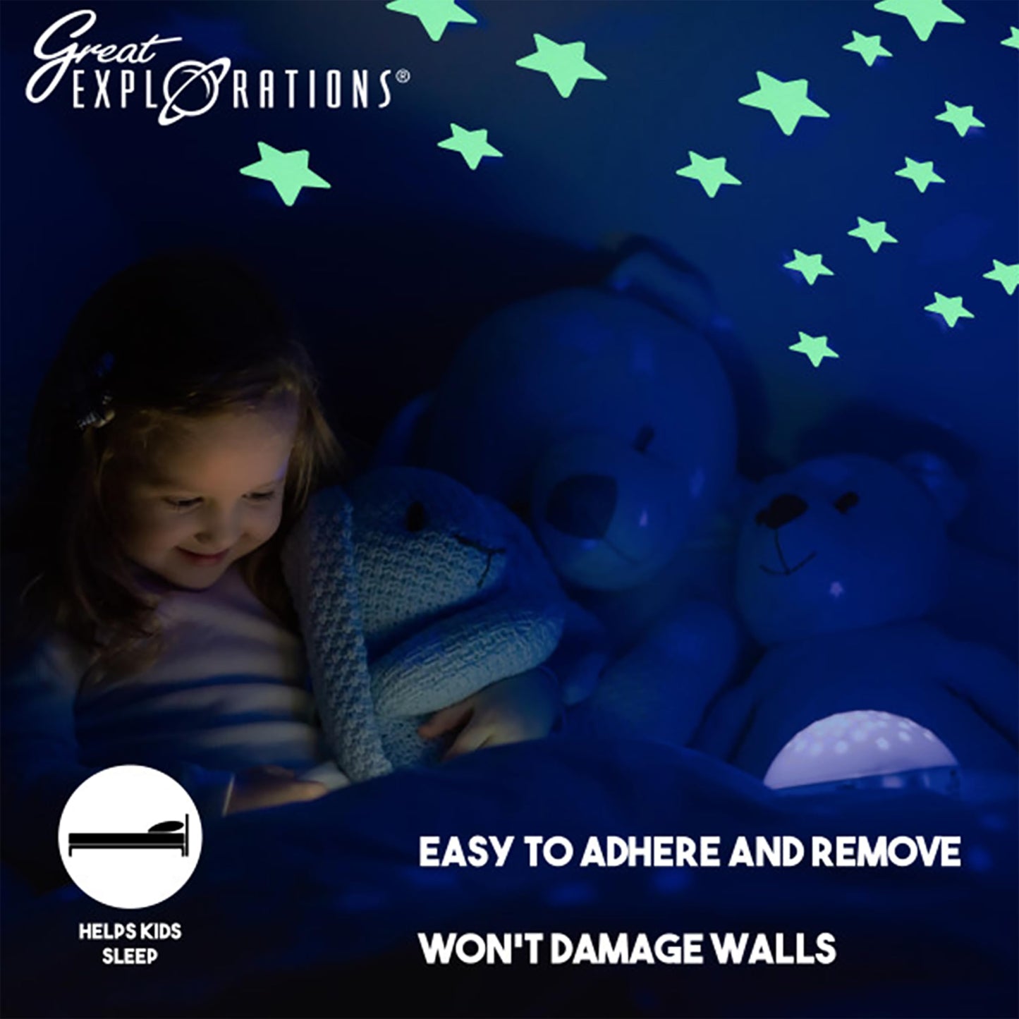 Great Explorations: Wonder Stars Super Kit, Glow In The Dark Ceiling Stars. 150 Pieces In 4 Sizes Reusable Sizes