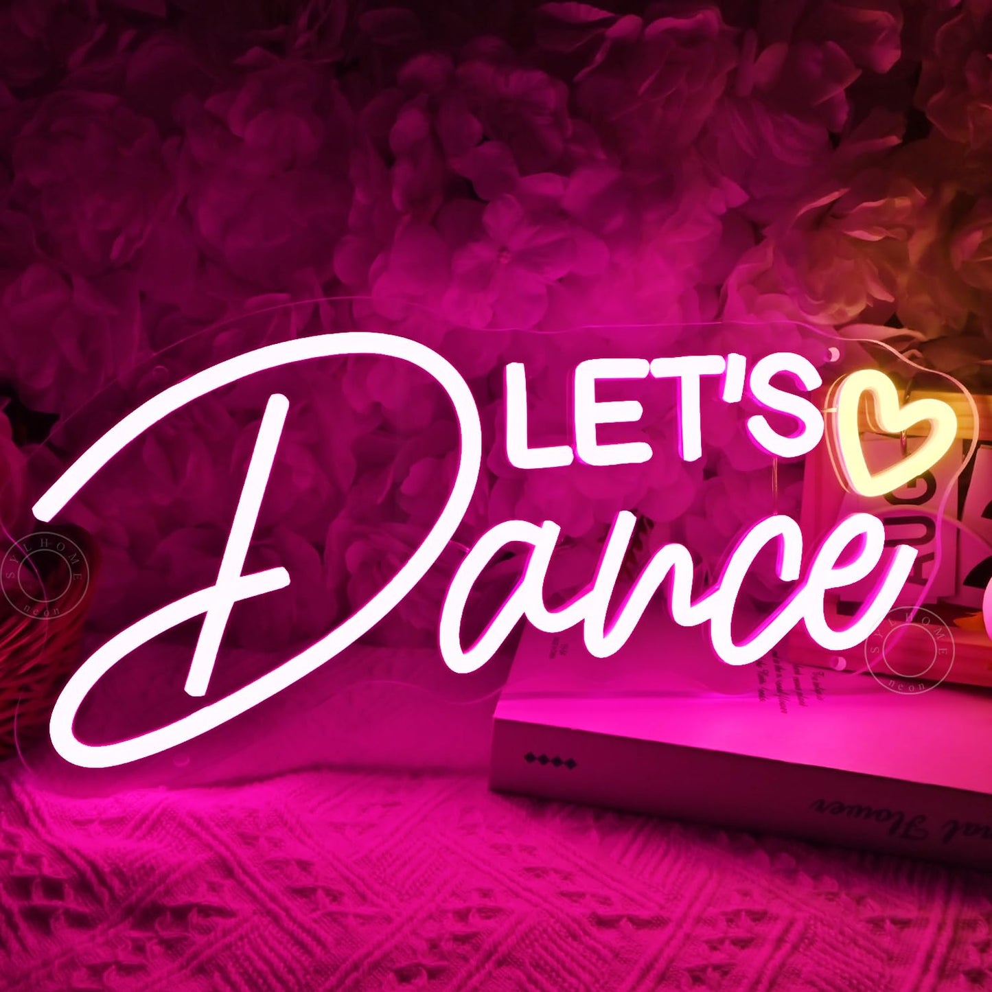 SYLHOME Let's Dance Led Neon Light Sign Heart Dance Studio Girls Bedroom Classroom Wall Sign Decor Kitchen Wedding Birthday Party Decor 15.75" X 7.28" USB