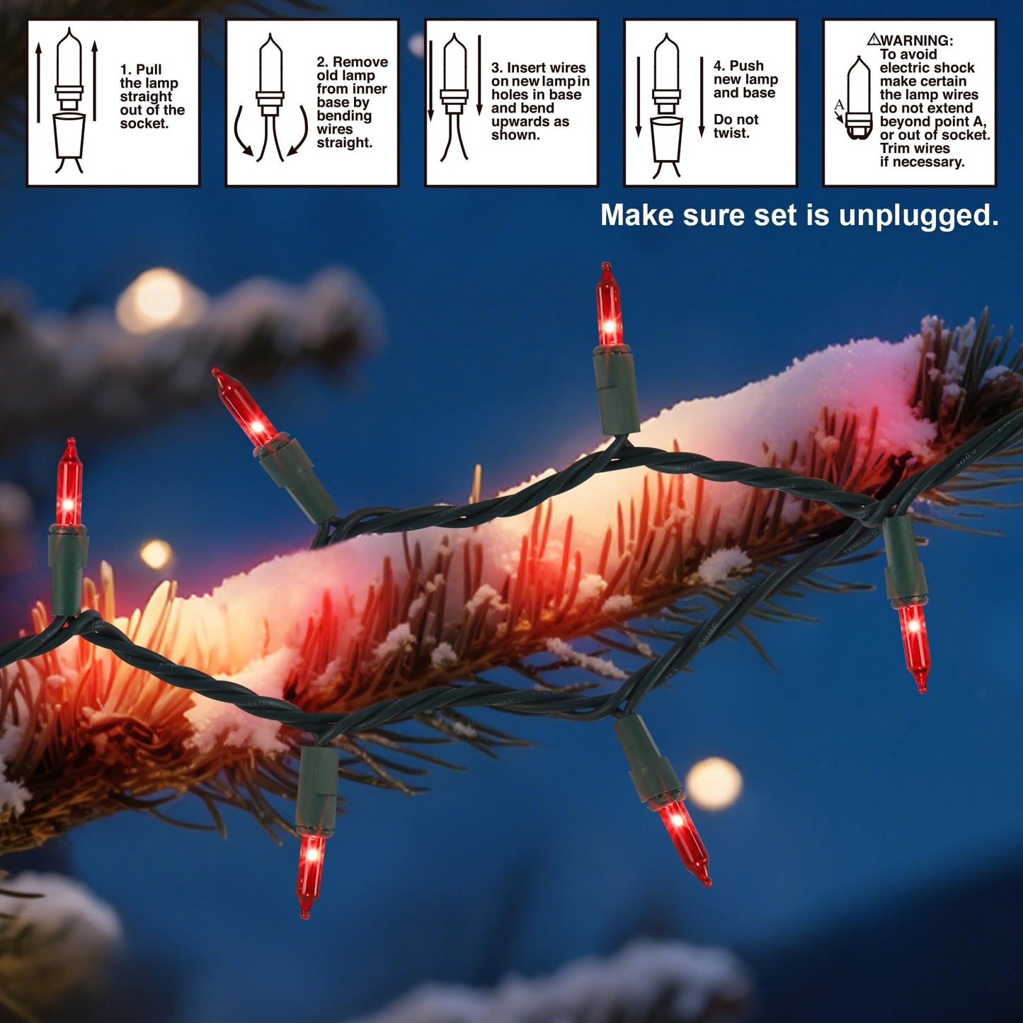 Watereem 2 Pack Red Valentines String Lights, 100 Count Each, Incandescent Mini Christmas Lights, Connectable Xmas Tree Light for Indoor Outdoor Garland Birthday Holiday Wedding Festival Party