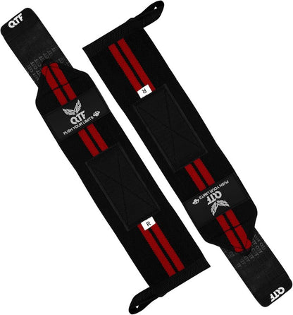 QTF Wrist Wraps for Weightlifting - Heavy-Duty 12" Support with Thumb Loop | Ideal for Strength Training & Bodybuilding